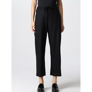 'S MAX MARA - Wool TROUSER PANT ANKLE‎ CROP WIDE LEG BLACK 44 IT 10 US